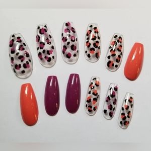 Colorful Leopard Print Nails - Cheetah Press On Nails - New Hand Painted